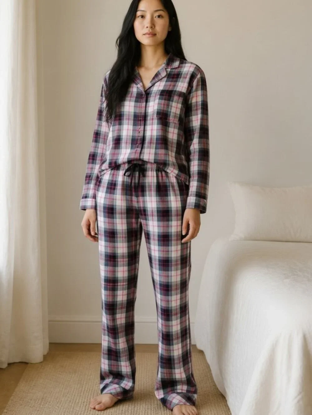 Victoria's Secret Plaid Button-Front Pajama Set (Size S)